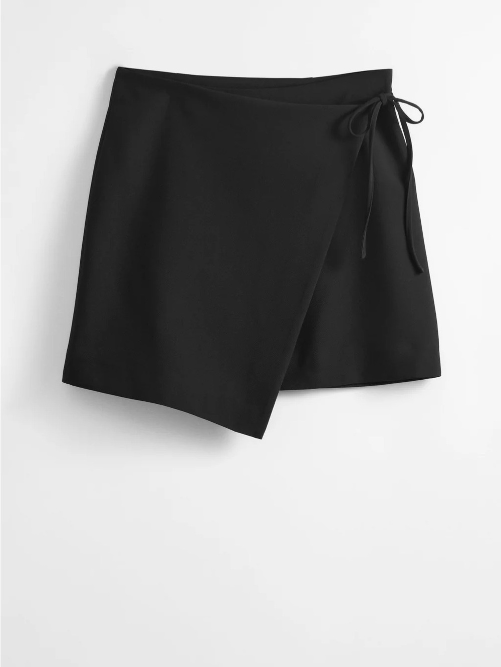 & Other Stories Black Asymmetrical Wrap Mini Skirt